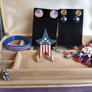 4th Of July EUC 7 Item Jewelry Collection Necklace Bracelet Earring-Item #328